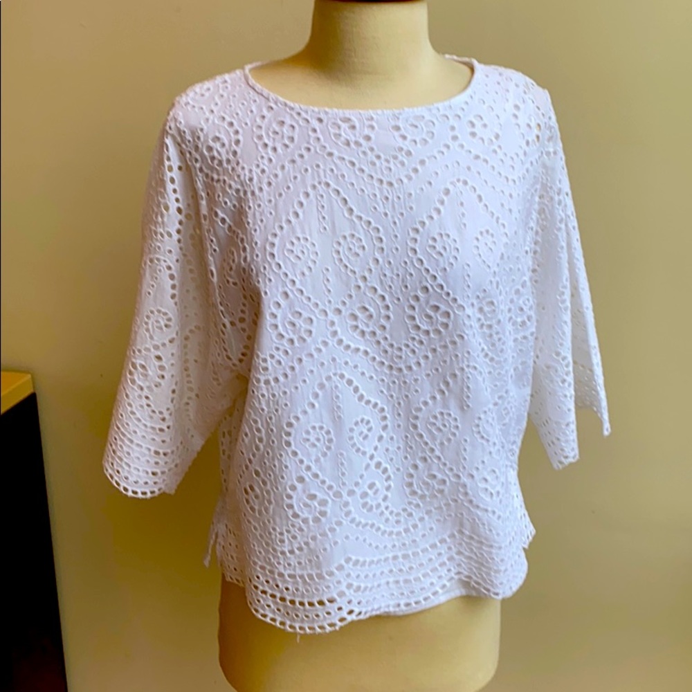 Lauren Ralph Lauren cotton eyelet lace blouse